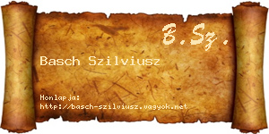 Basch Szilviusz névjegykártya